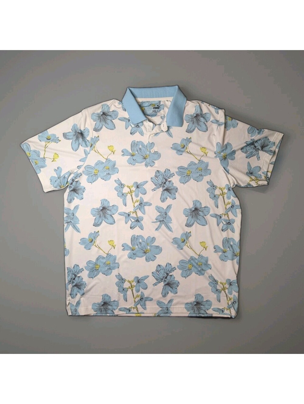 Puma Golf Polo Floral Dahlia Blue XL